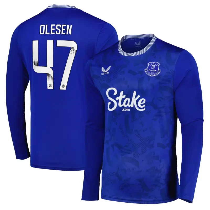 Everton Shirts & Football Boots | everton-wsl-home-replica-shirt-2024-25-long-sleeve-with-olesen-47-printing-201963408-47 Category | Everton Fanshop